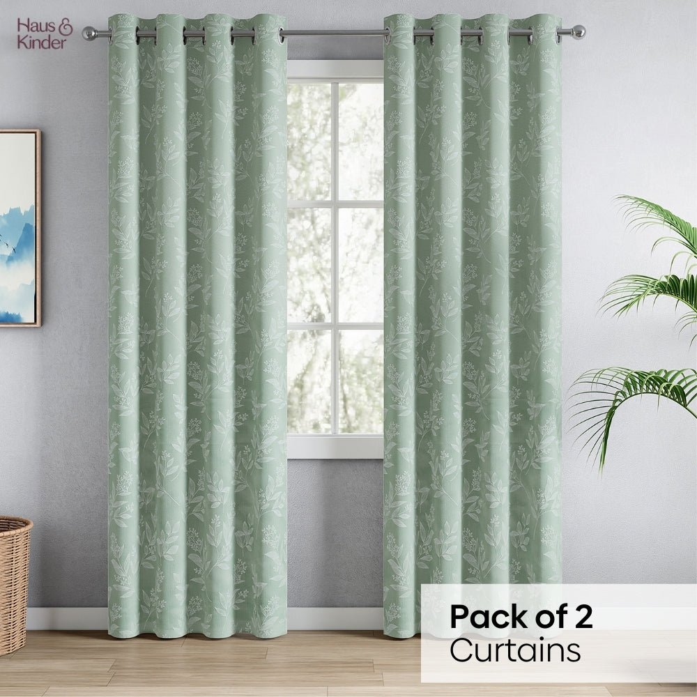 Polyester Jacquard Curtains Mint Grove, Mint - Jacquard Curtains | haus & kinder