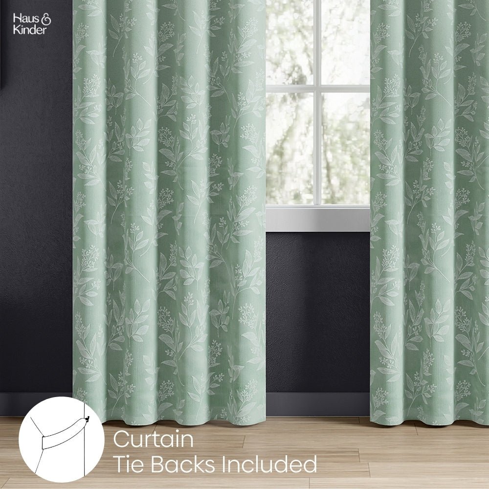 Polyester Jacquard Curtains Mint Grove, Mint - Jacquard Curtains | haus & kinder
