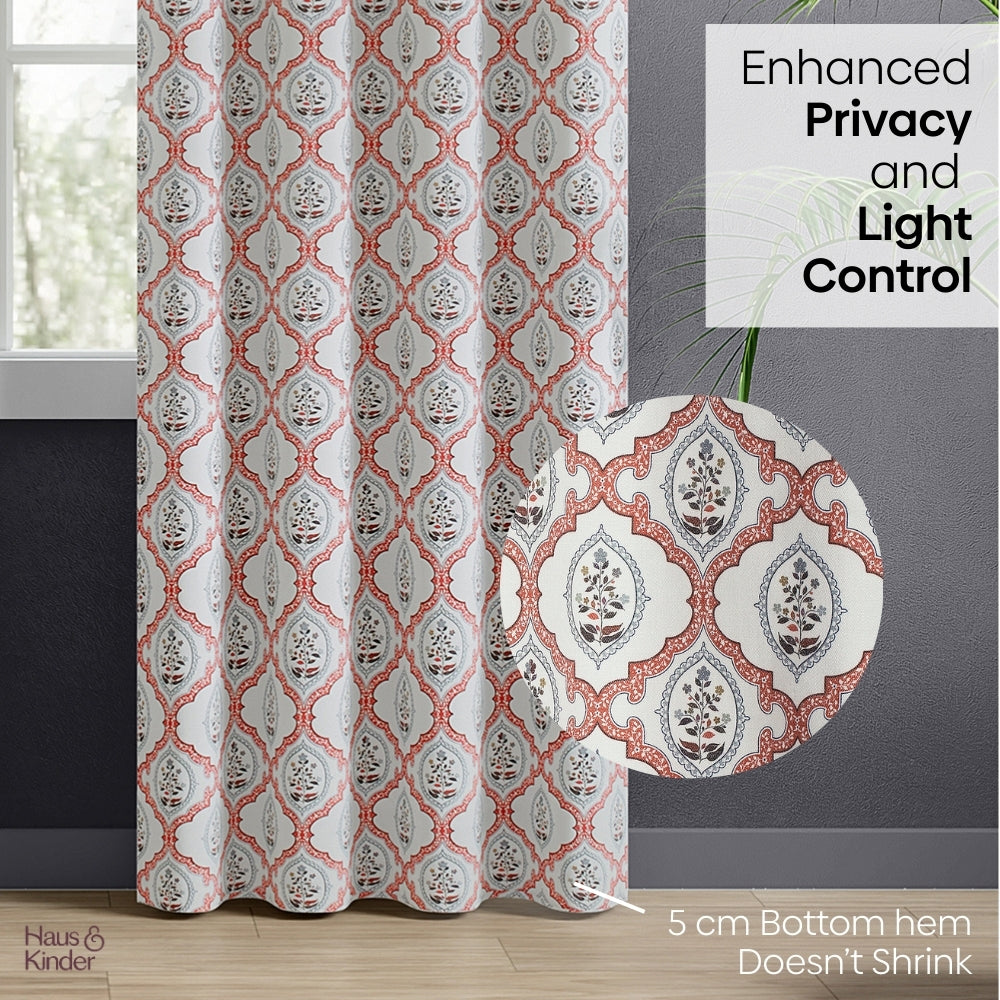 Poly Cotton Digital Printed Curtain Heritage Medallion, Multi