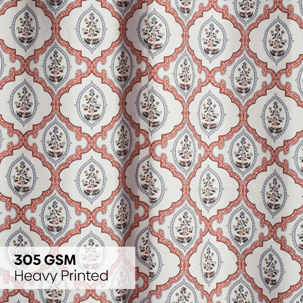 Poly Cotton Digital Printed Curtain Heritage Medallion, Multi