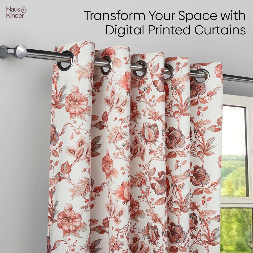 Poly Cotton Digital Printed Curtain Rustic Petal, Multi