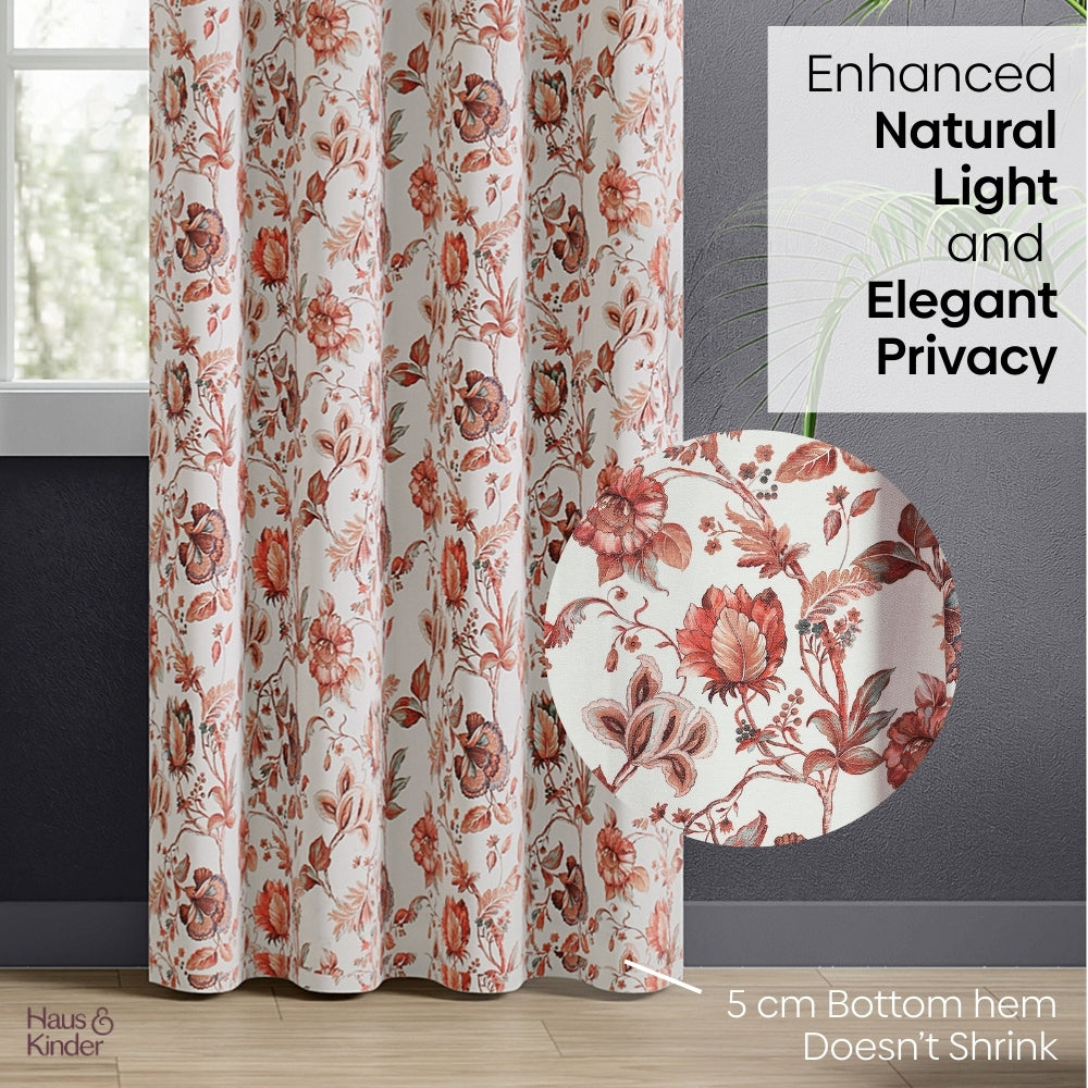 Poly Cotton Digital Printed Curtain Rustic Petal, Multi
