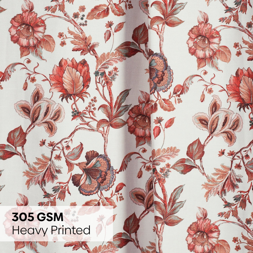 Poly Cotton Digital Printed Curtain Rustic Petal, Multi