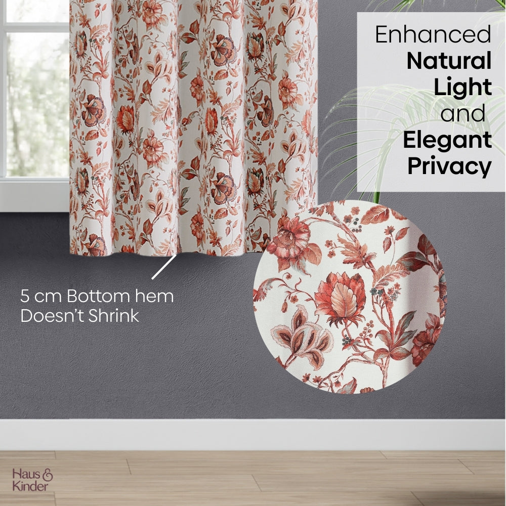 Poly Cotton Digital Printed Curtain Rustic Petal, Multi