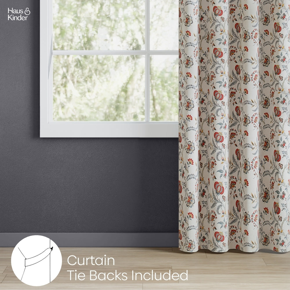 Poly Cotton Digital Printed Curtain Saffron Garden, Multi