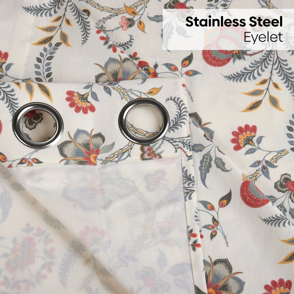 Poly Cotton Digital Printed Curtain Saffron Garden, Multi