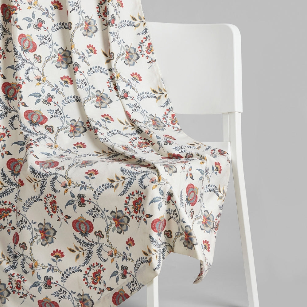 Poly Cotton Digital Printed Curtain Saffron Garden, Multi