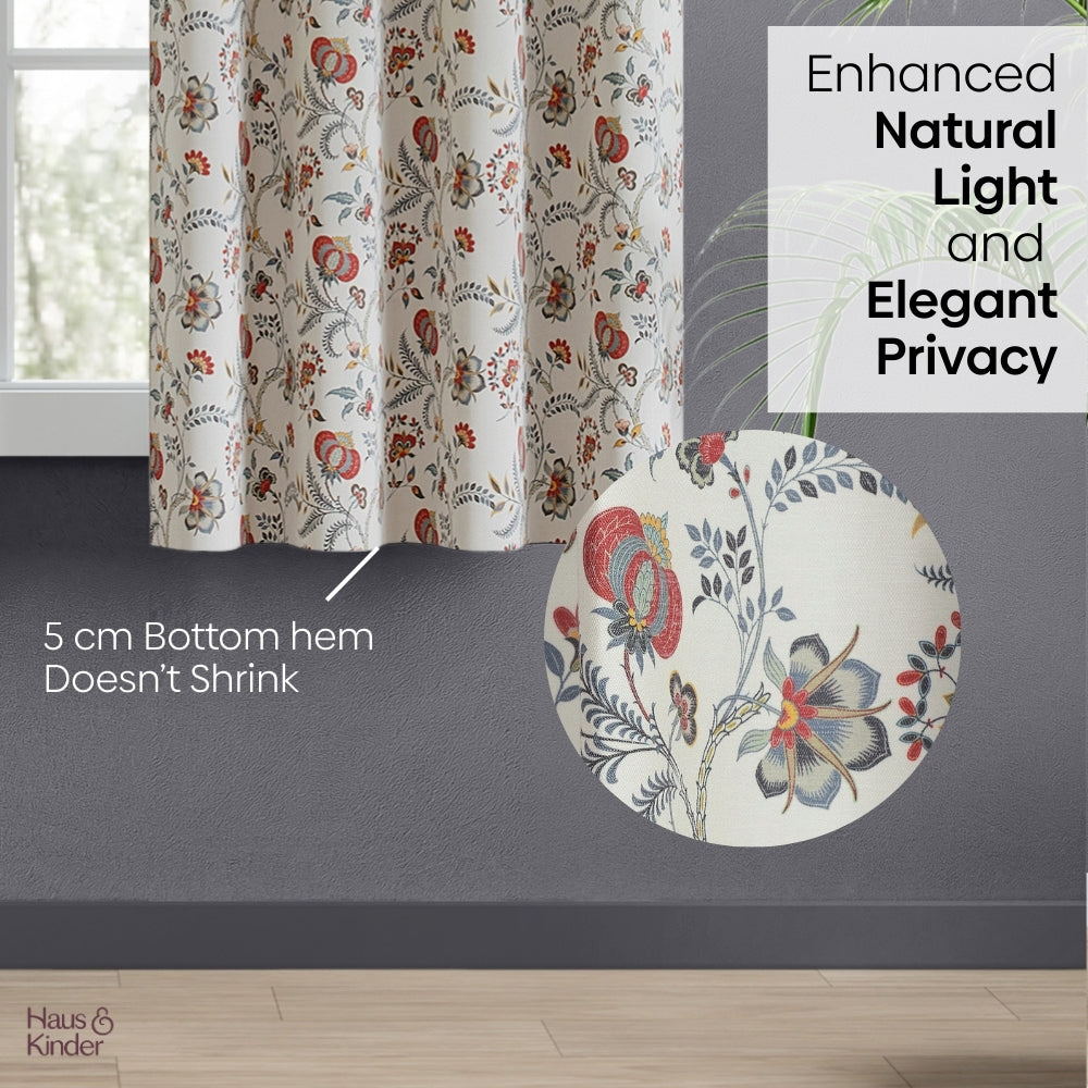 Poly Cotton Digital Printed Curtain Saffron Garden, Multi