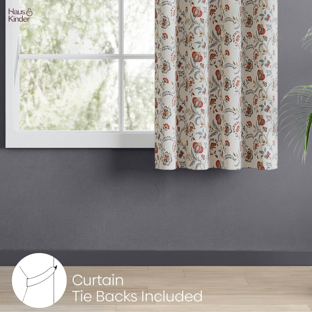 Poly Cotton Digital Printed Curtain Saffron Garden, Multi