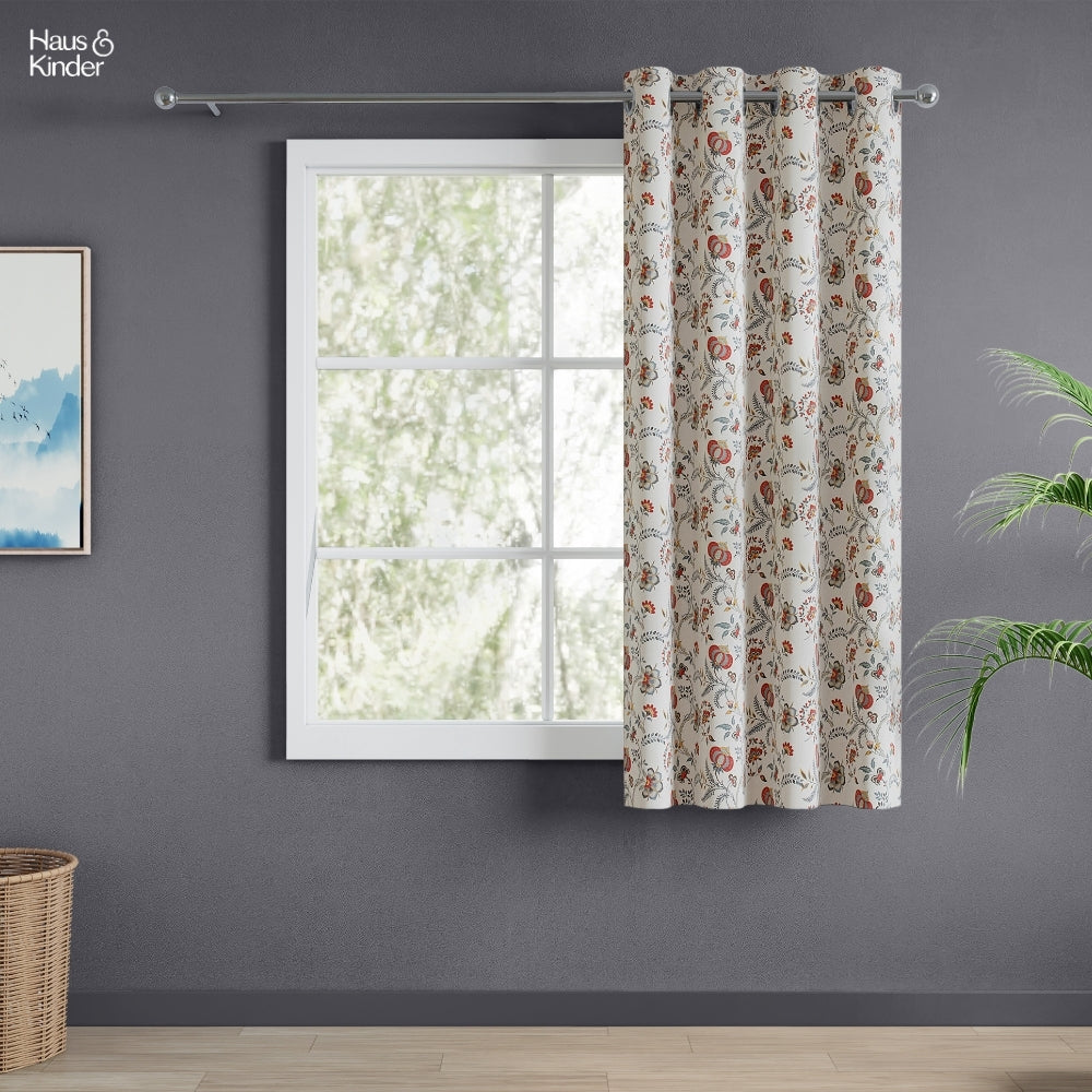 Poly Cotton Digital Printed Curtain Saffron Garden, Multi