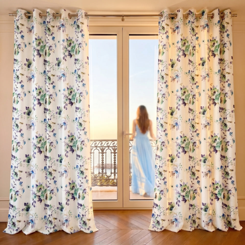 Bloom Breeze Cotton Printed Pack Of 2 Curtain, Multicolor