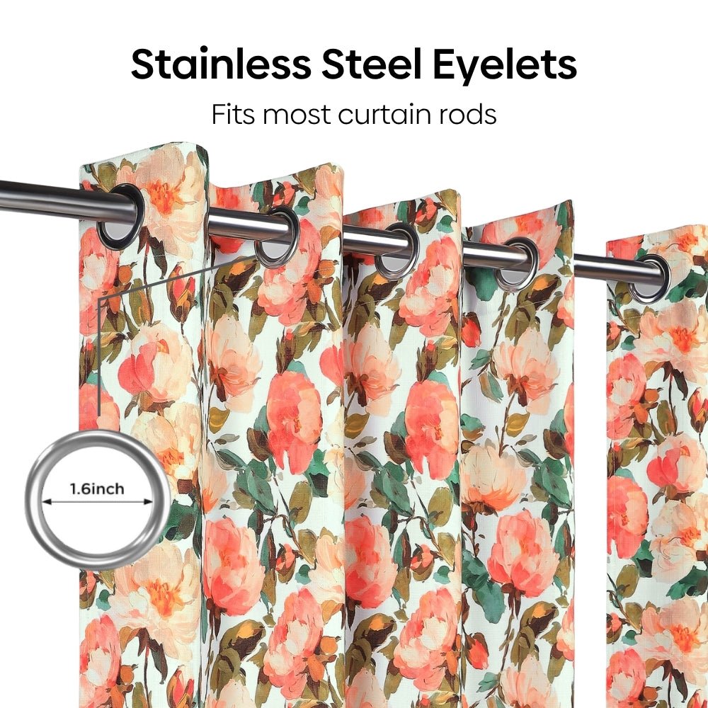 Bloom Harmony Cotton Printed Pack Of 2 Curtain, Multicolor - Cotton Printed Curtains | haus & kinder