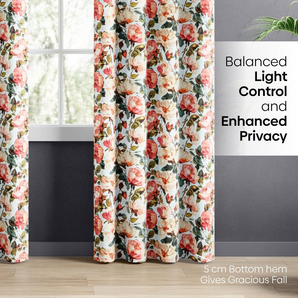 Bloom Harmony Cotton Printed Pack Of 2 Curtain, Multicolor - Cotton Printed Curtains | haus & kinder