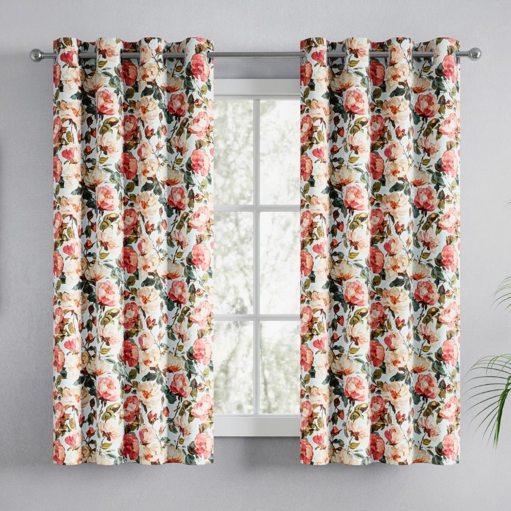 Bloom Harmony Cotton Printed Pack Of 2 Curtain, Multicolor - Cotton Printed Curtains | haus & kinder