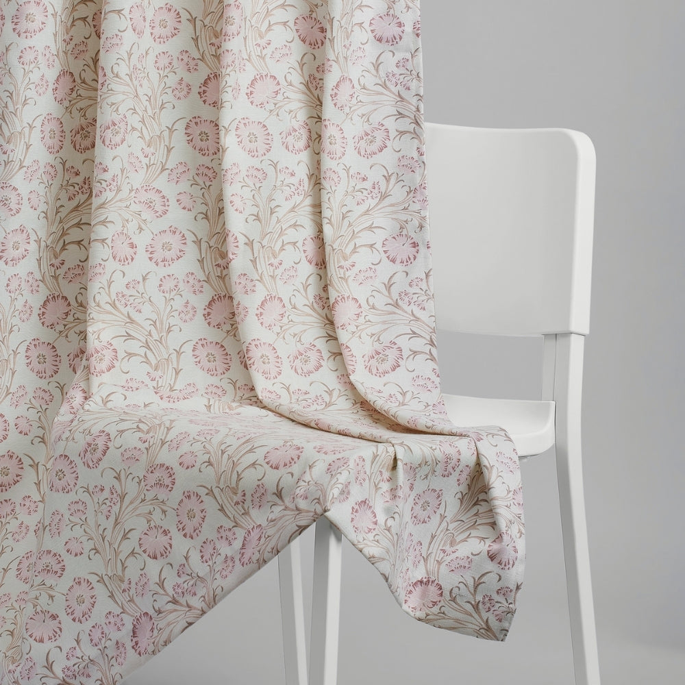 Poly Cotton Digital Printed Curtain Blush Garden, Light Pink