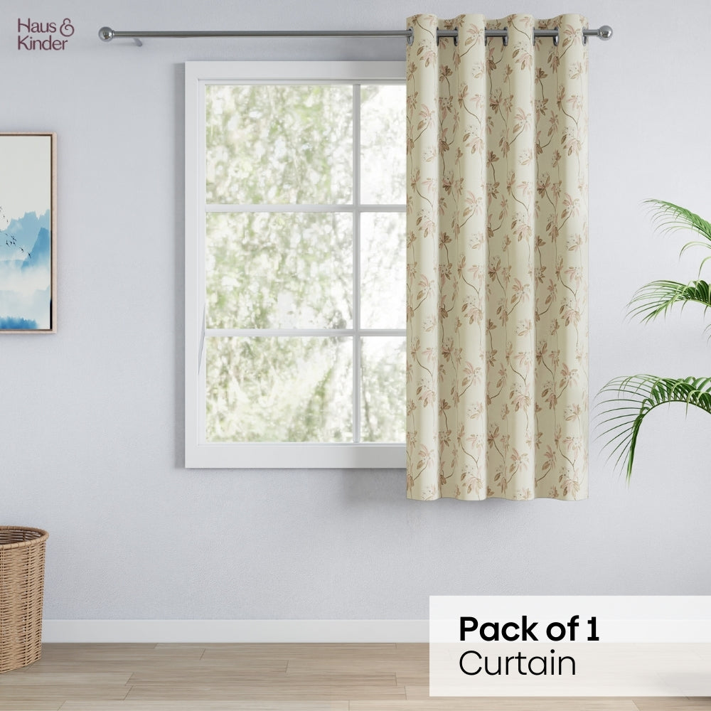 Poly Cotton Digital Printed  Curtain Soft Petal Bloom, Light Pink