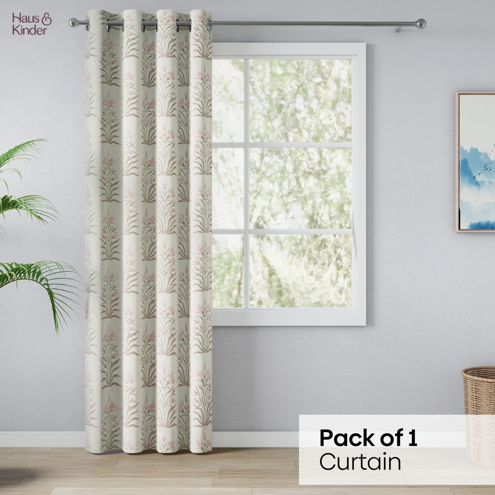 Poly Cotton Digital Printed Door Curtain Petal Drift, Light Pink