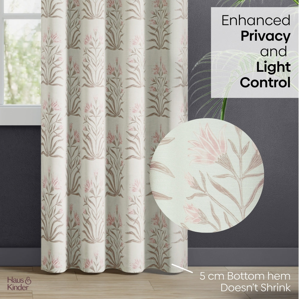 Poly Cotton Digital Printed Door Curtain Petal Drift, Light Pink