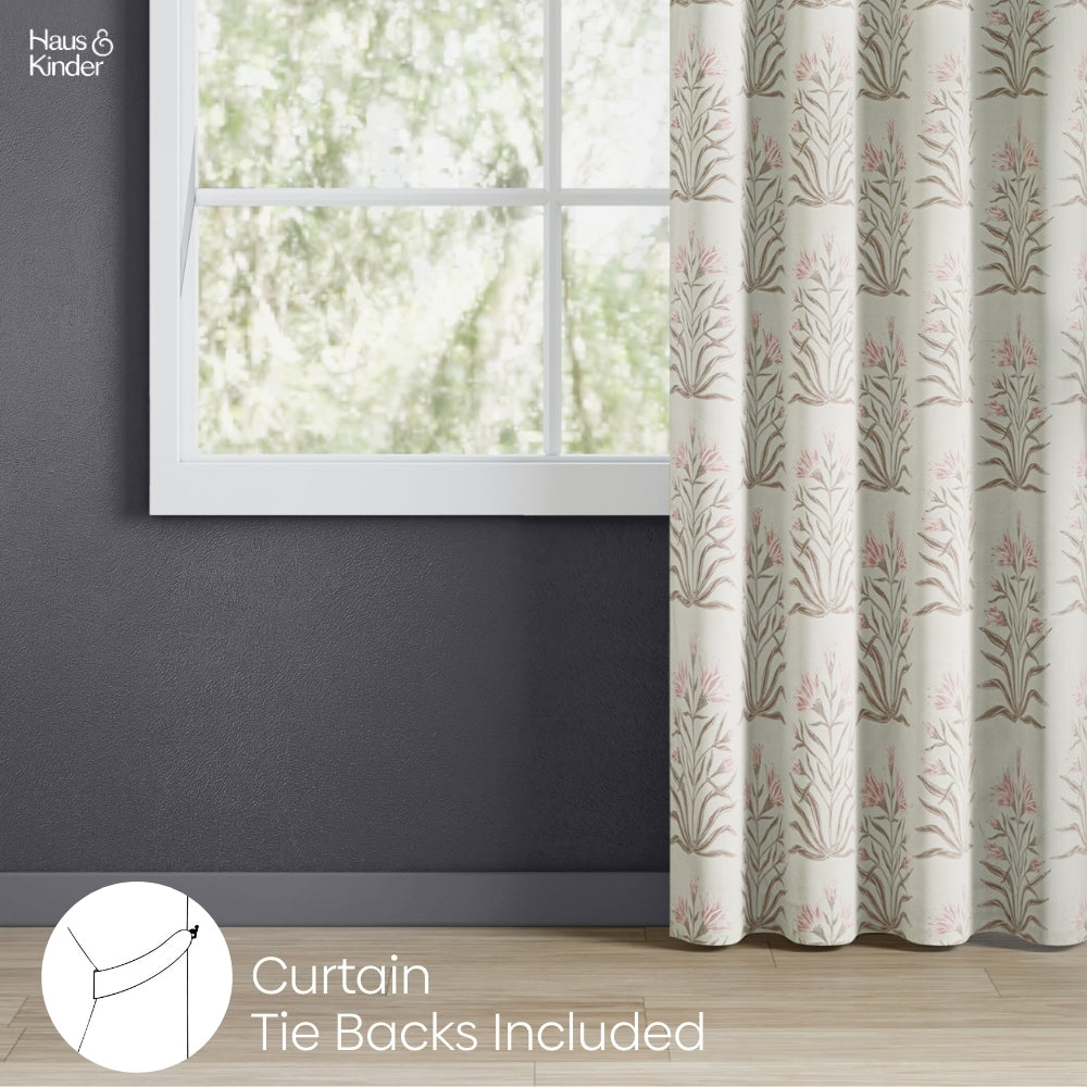 Poly Cotton Digital Printed Door Curtain Petal Drift, Light Pink