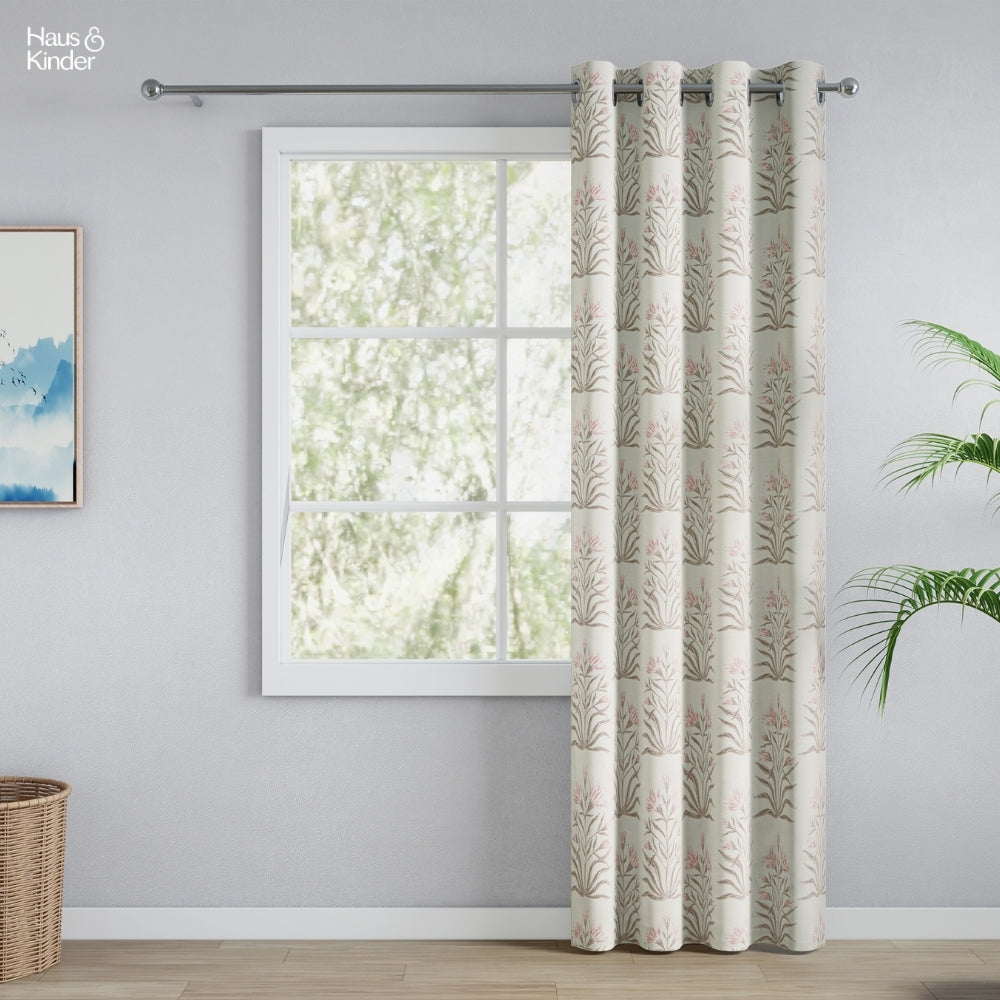 Poly Cotton Digital Printed Door Curtain Petal Drift, Light Pink