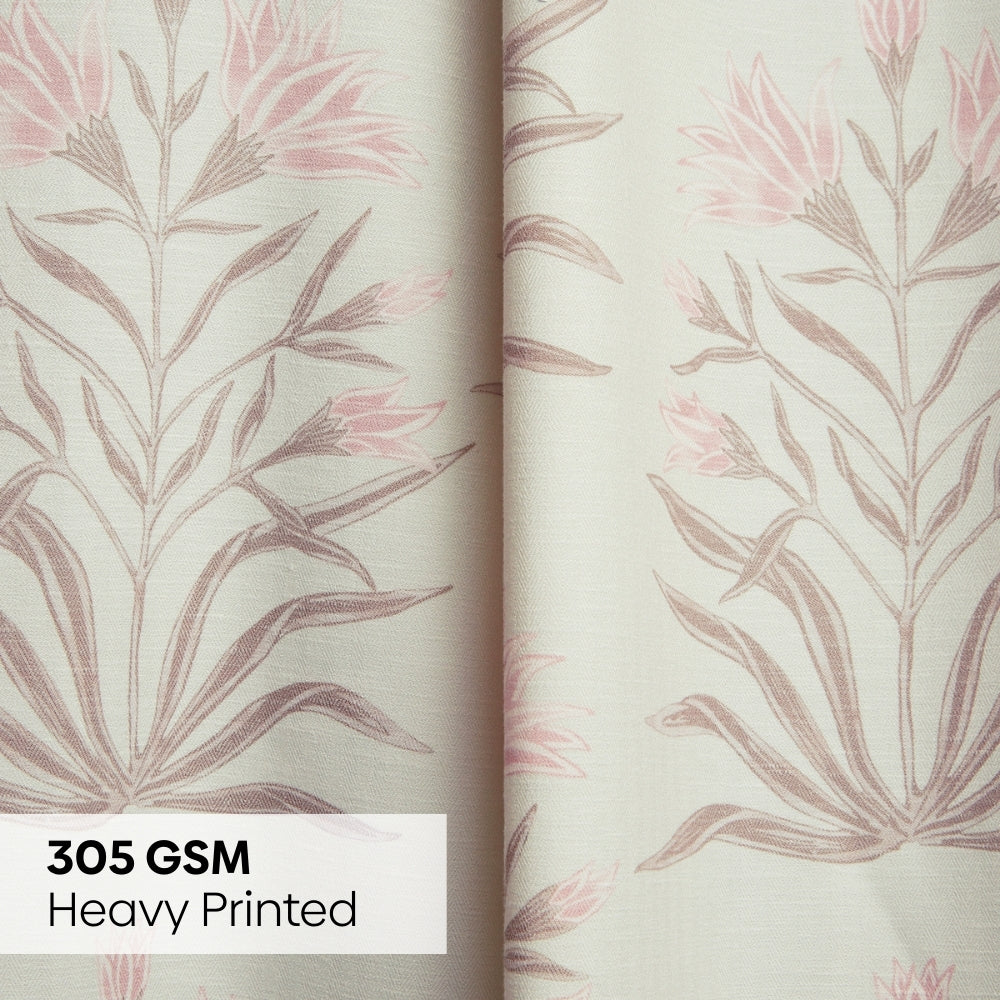 Poly Cotton Digital Printed Door Curtain Petal Drift, Light Pink