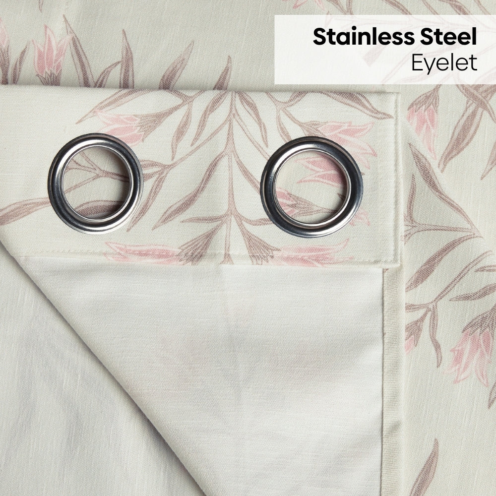 Poly Cotton Digital Printed Door Curtain Petal Drift, Light Pink