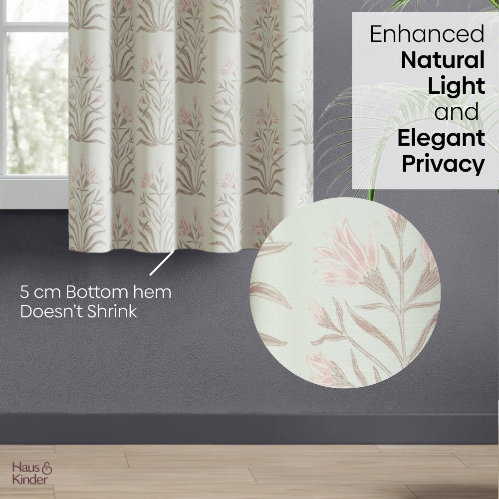 Poly Cotton Digital Printed Curtain Petal Drift, Light Pink