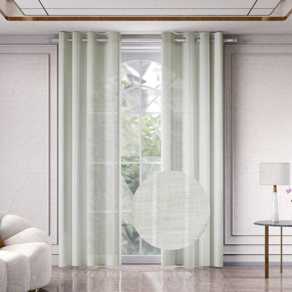 Linear Grace Curtain Set, Mist