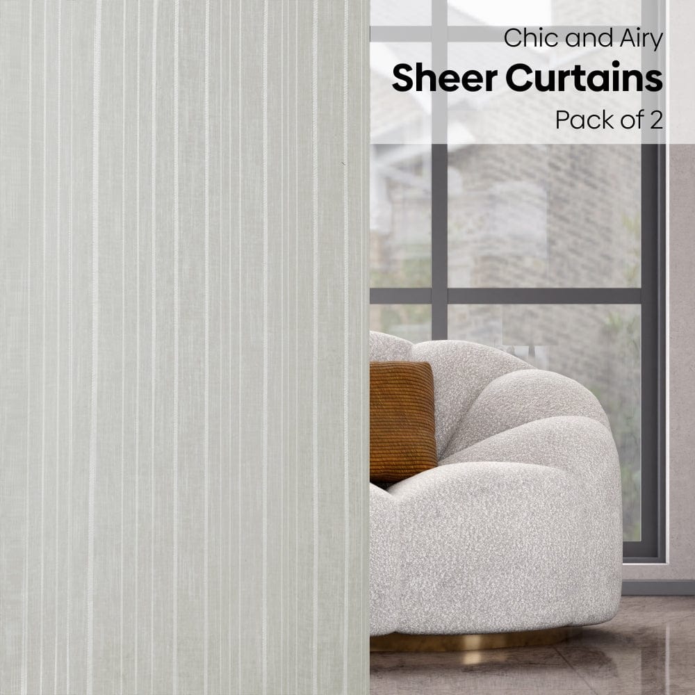 Linear Grace Curtain Set, Mist