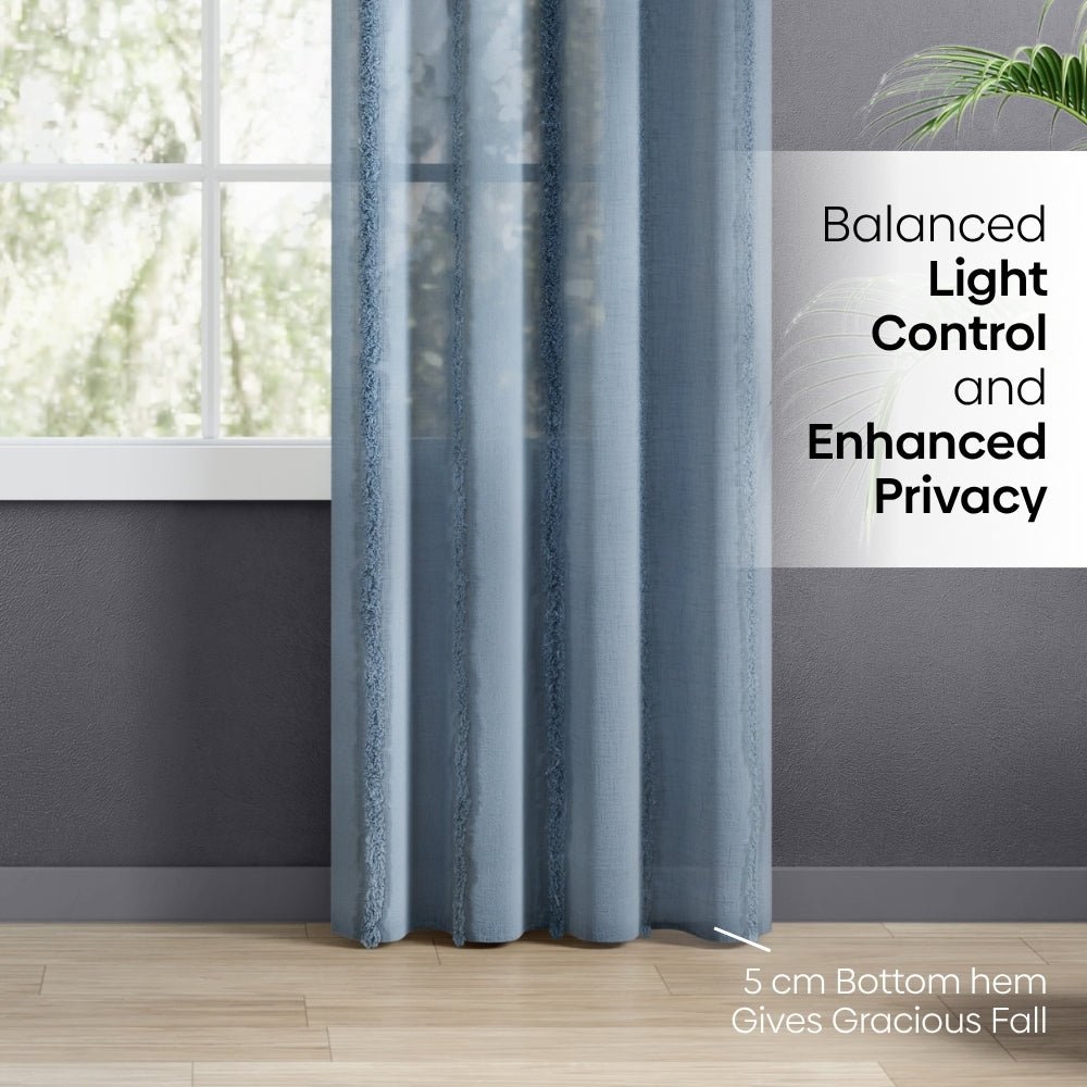 Decorative Sheer Feather Fringe Pack Of 1 Curtain, Blue - Decorative Sheer | haus & kinder