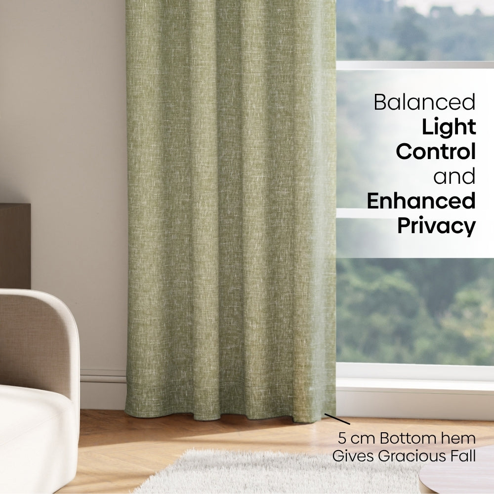 Natural Canvas Dobby Textured Door Curtain - Sage Green