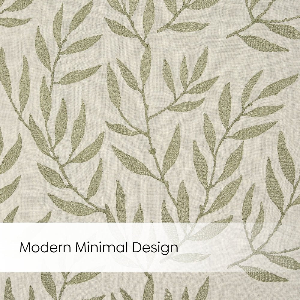 Botanical Whisper Embroidered Sheer Door Curtain - Olive - Sheer Curtains | haus & kinder