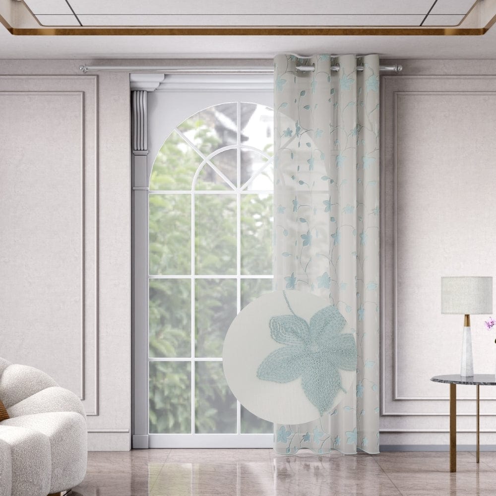 Shadow Bloom Curtain Set, Aqua