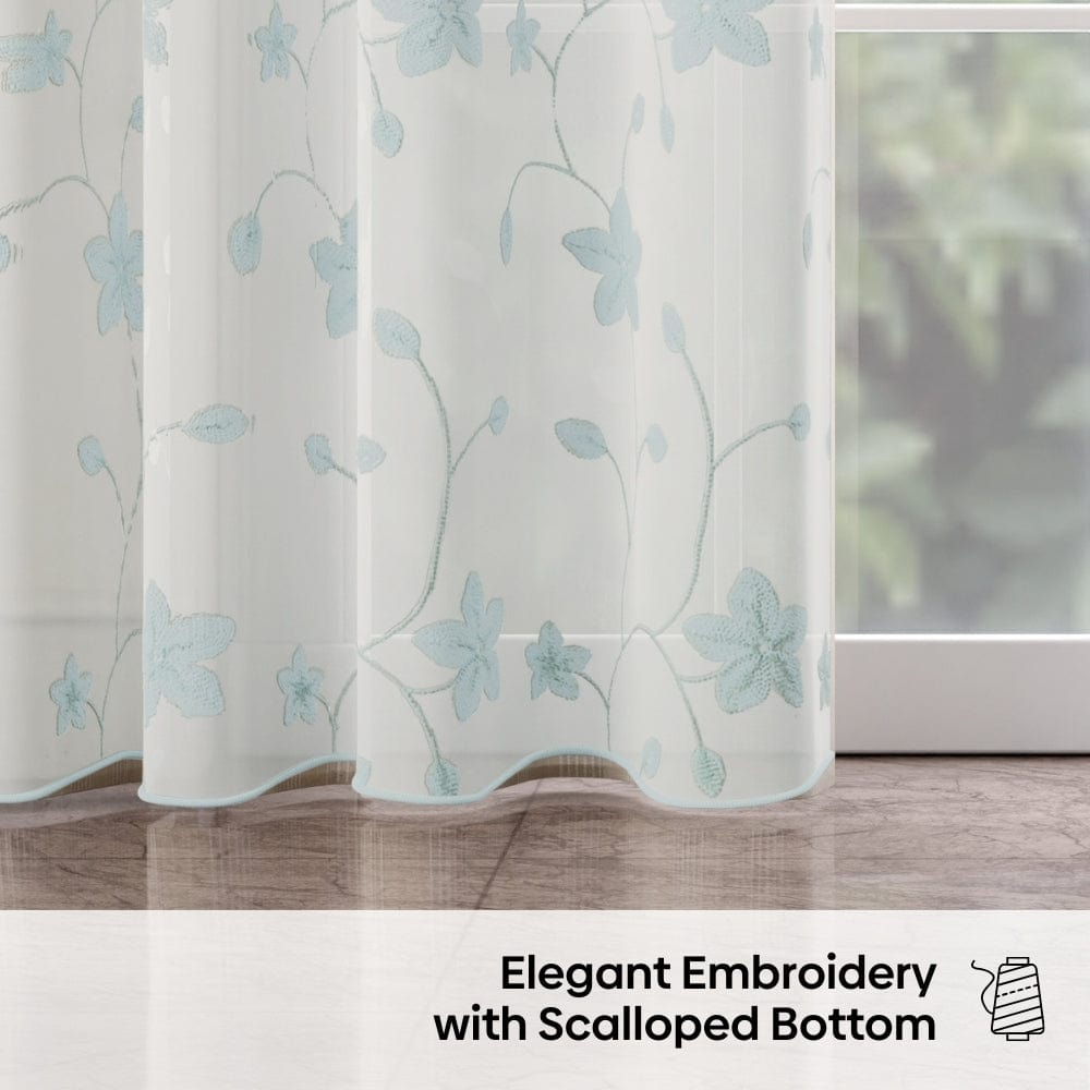 Shadow Bloom Curtain Set, Aqua