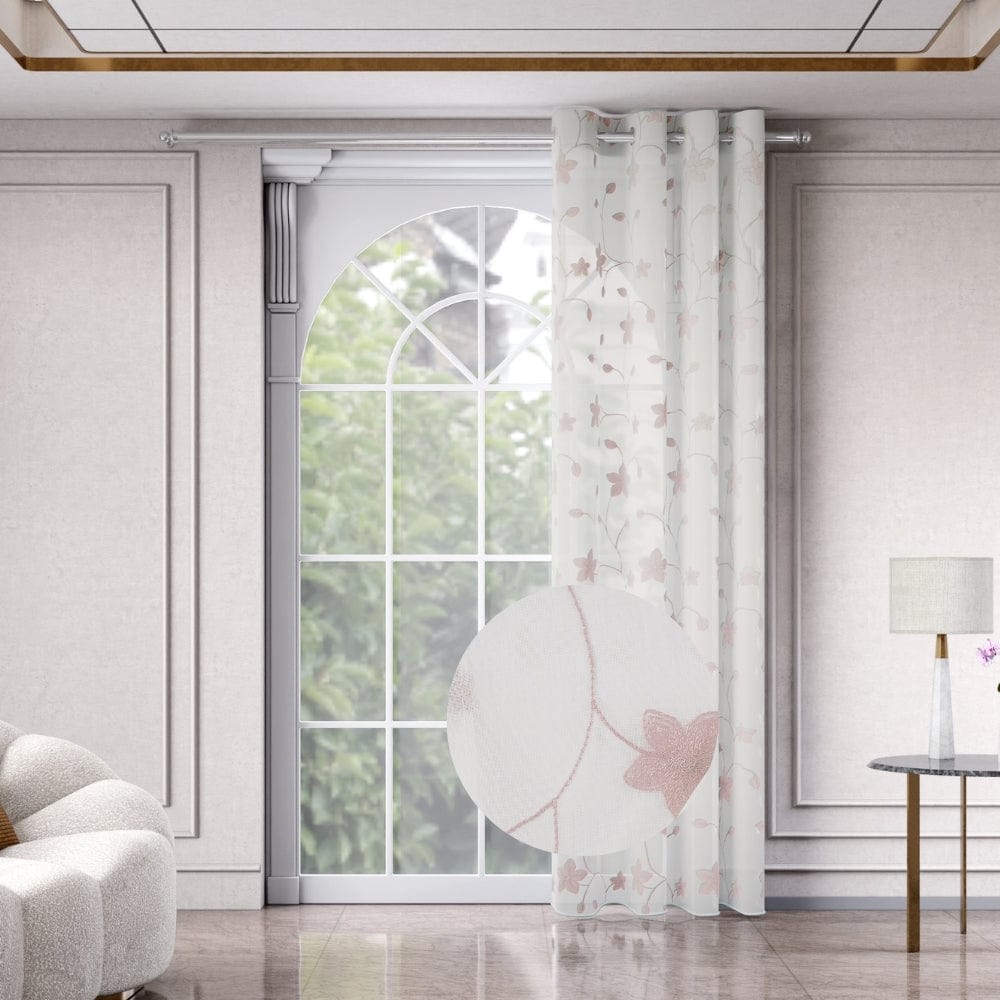 Shadow Bloom Curtain Set, Blush