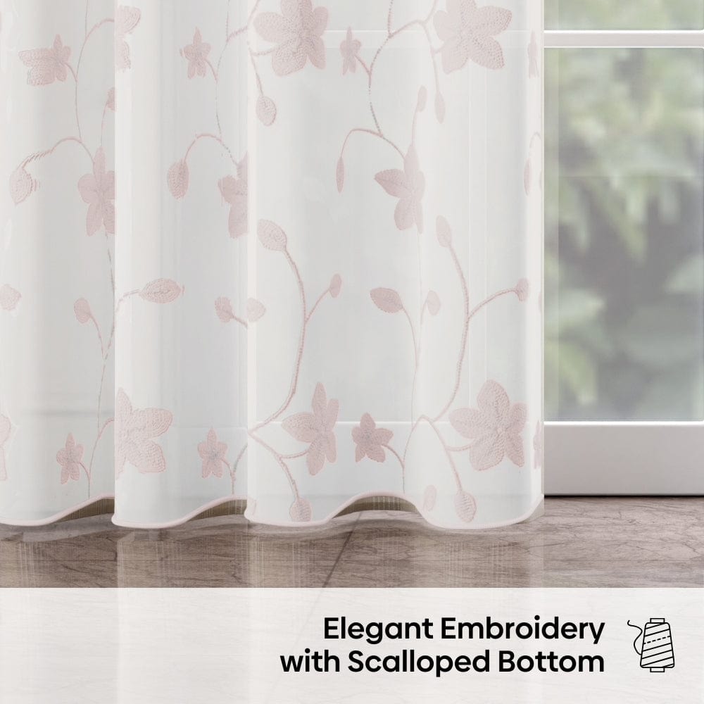 Shadow Bloom Curtain Set, Blush