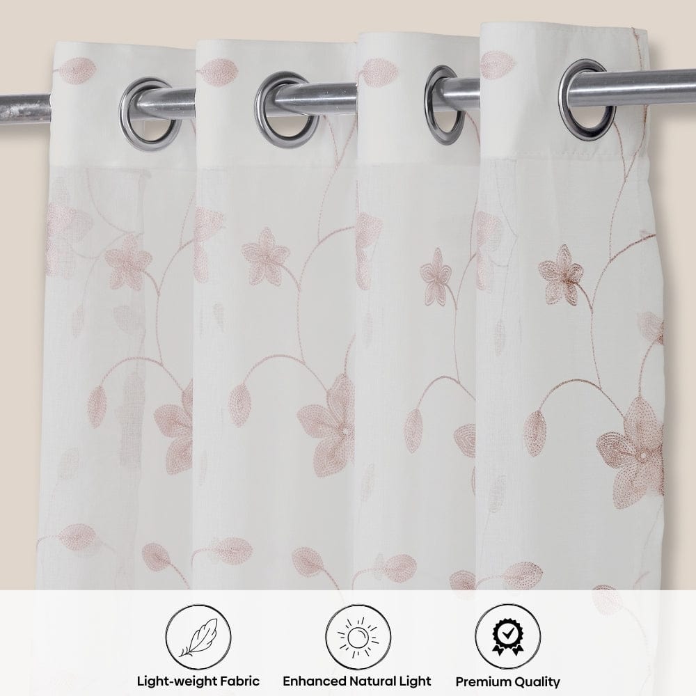 Shadow Bloom Curtain Set, Blush