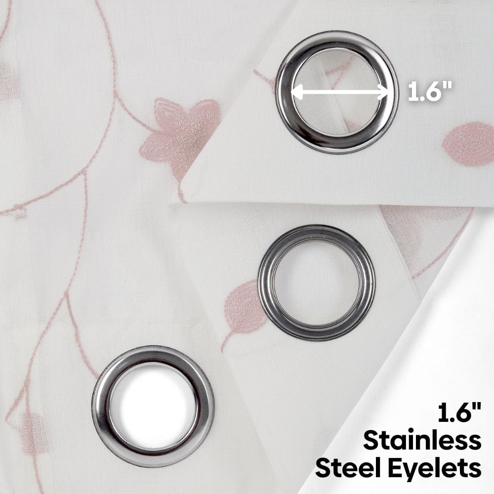 Shadow Bloom Curtain Set, Blush