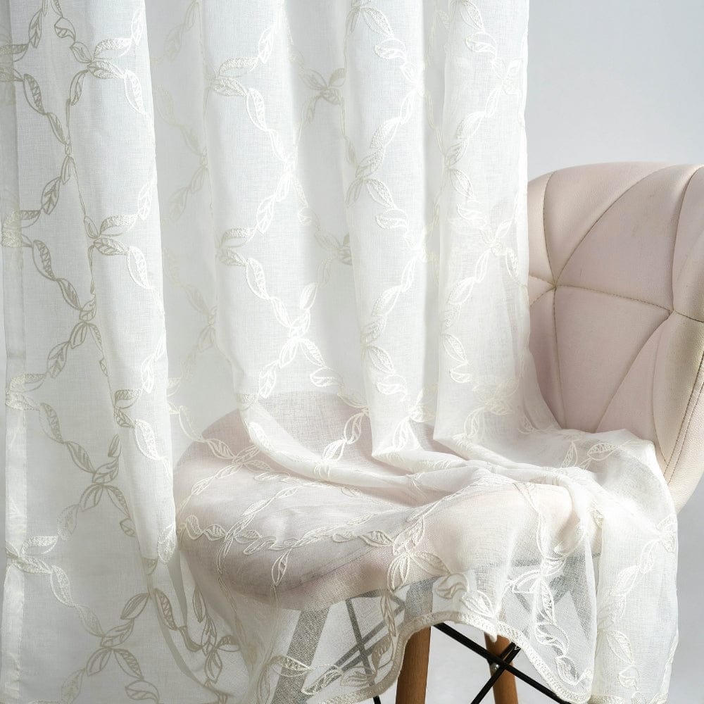 Serene Tendrils Curtain Set, White