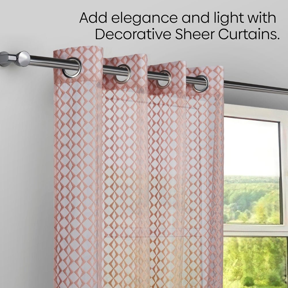 Jacquard Sheer Luxe Diamond Pack Of 1 Curtain, Blush - Jacquard & Sheer | haus & kinder
