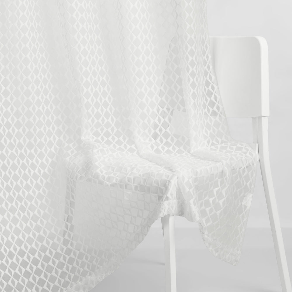 Jacquard Sheer Luxe Diamond Pack Of 1 Curtain, White - Jacquard & Sheer | haus & kinder