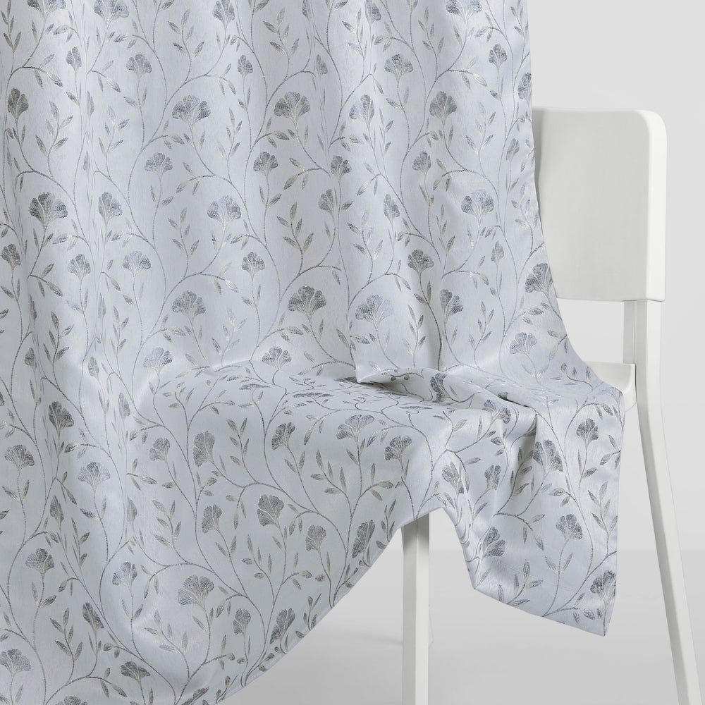 Serene Botanical Jacquard Room Darkening & Sheer Pack of 4 Door Curtains, Grey - Jacquard & Sheer | haus & kinder
