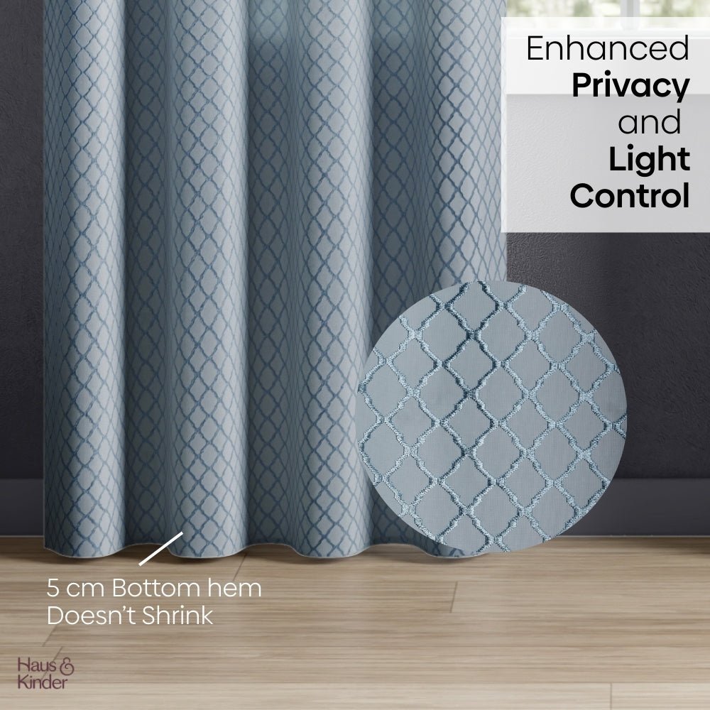Polyester Jacquard Curtain Silver Mesh, Ice Blue - Jacquard Curtains | haus & kinder