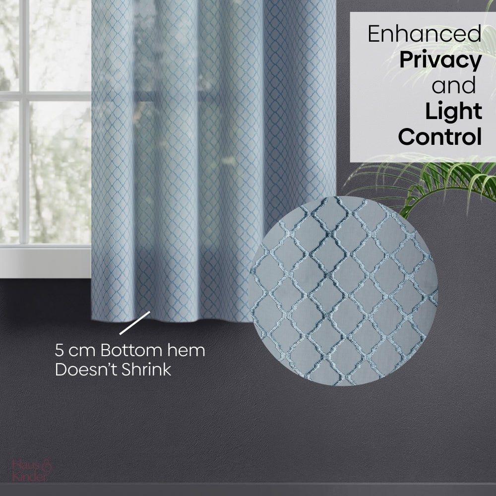 Polyester Jacquard Curtain Silver Mesh, Ice Blue - Jacquard Curtains | haus & kinder