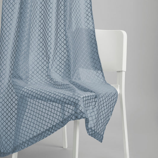 Polyester Jacquard  Window Curtain Silver Mesh, Ice Blue