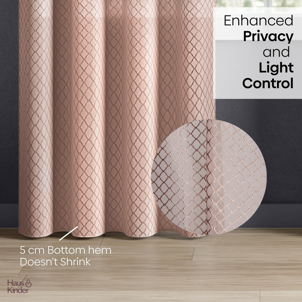 Polyester Jacquard Curtains Warm Weave, Blush