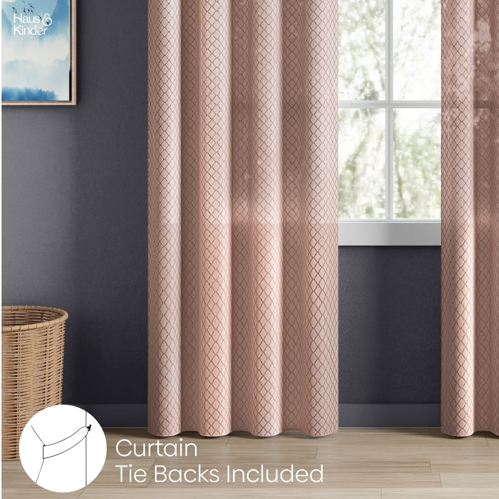 Polyester Jacquard Curtains Warm Weave, Blush
