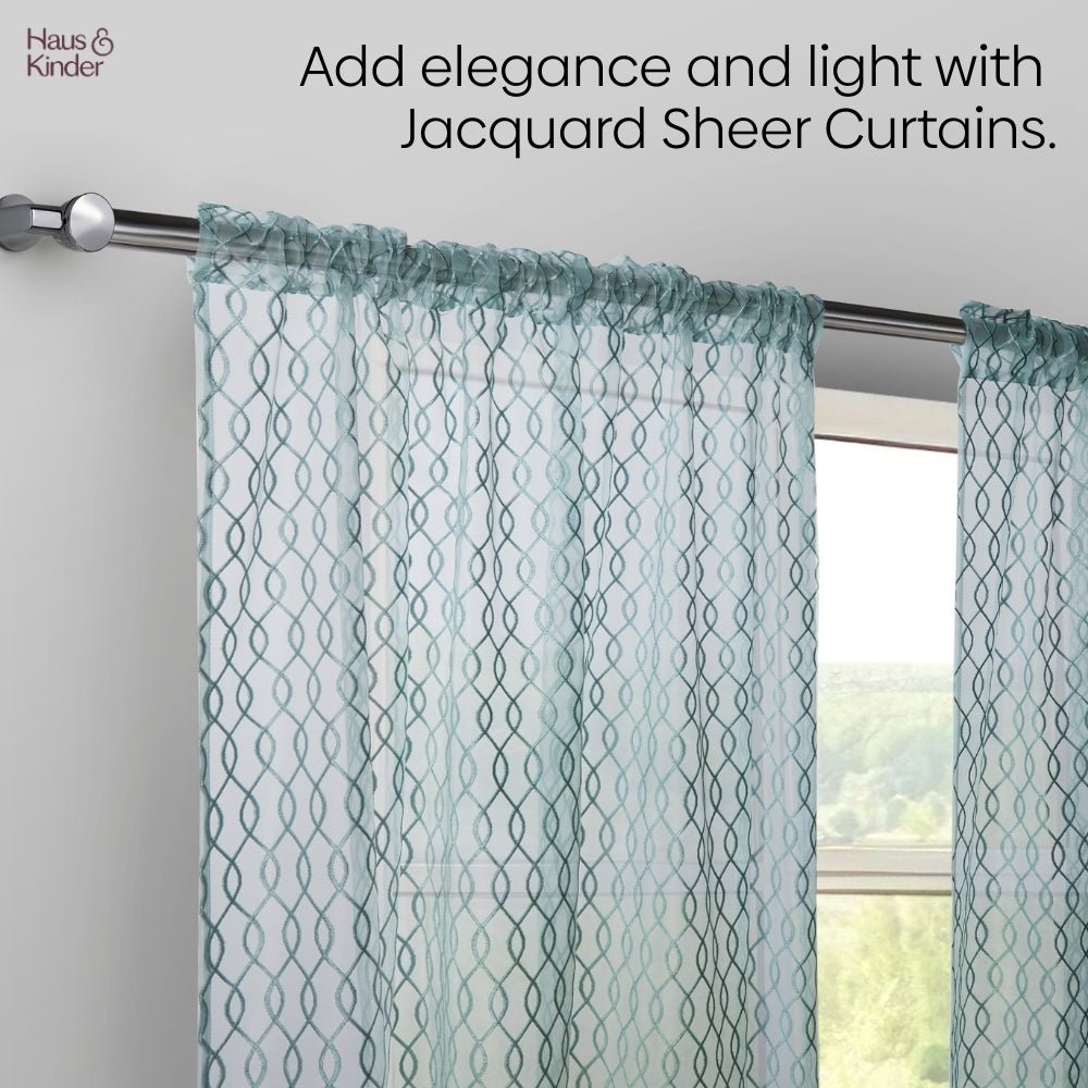 Polyester Jacquard Curtains Misty Weave, Teal - Jacquard Curtains | haus & kinder