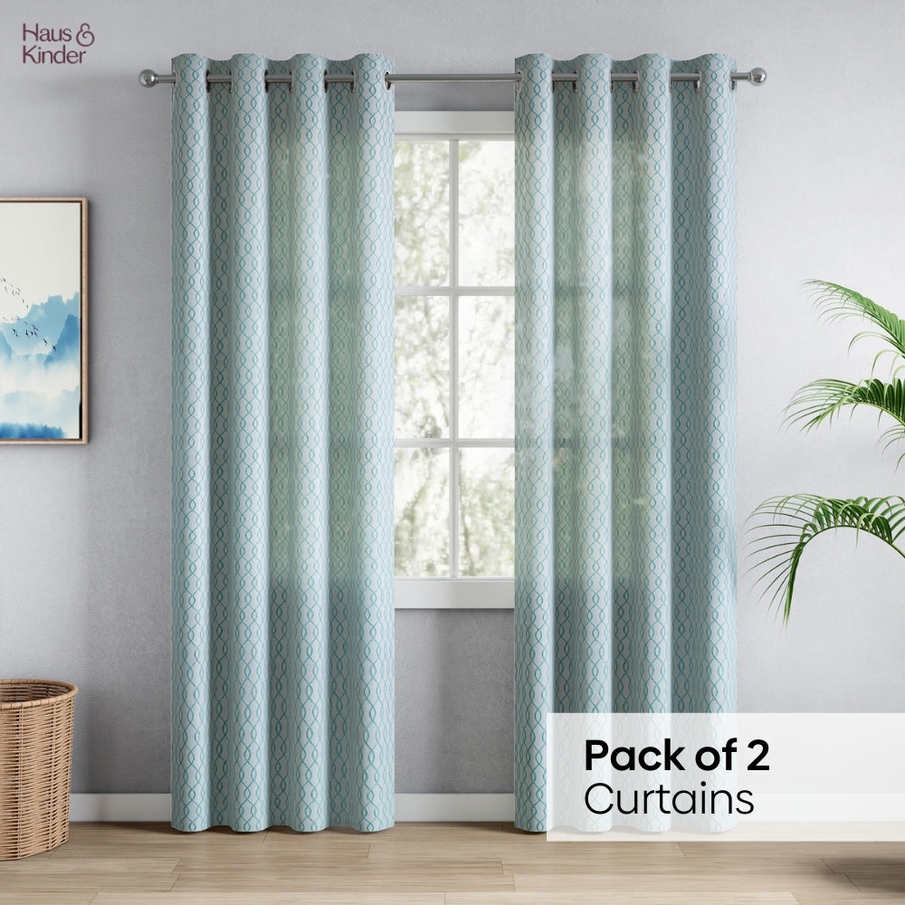 Polyester Jacquard Curtains Misty Weave, Teal