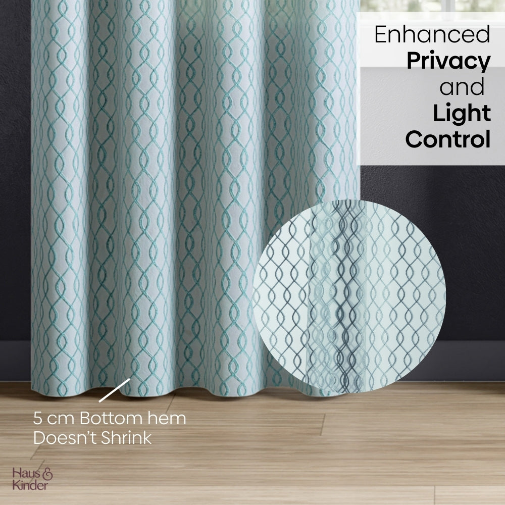 Polyester Jacquard Curtains Misty Weave, Teal